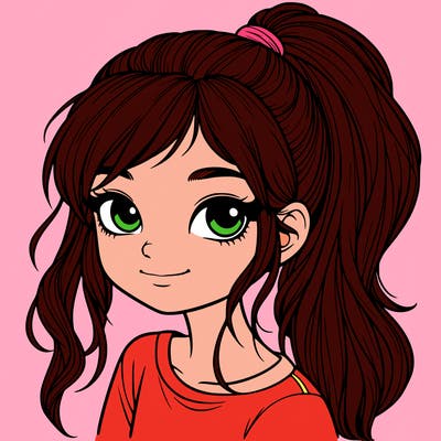 realistic girl with ponytail