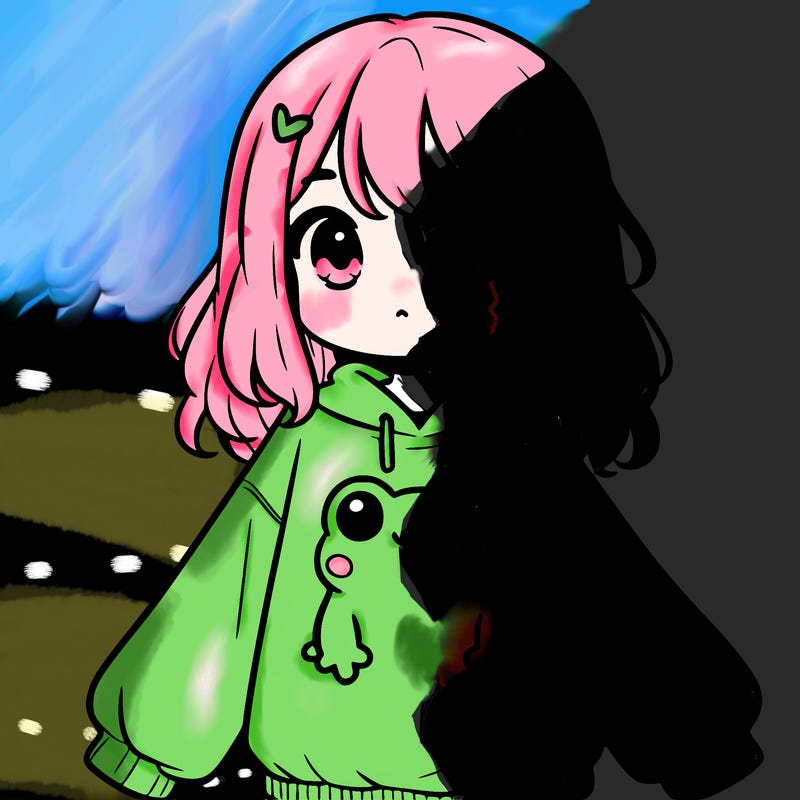 girl wearing frogging sweatshirt