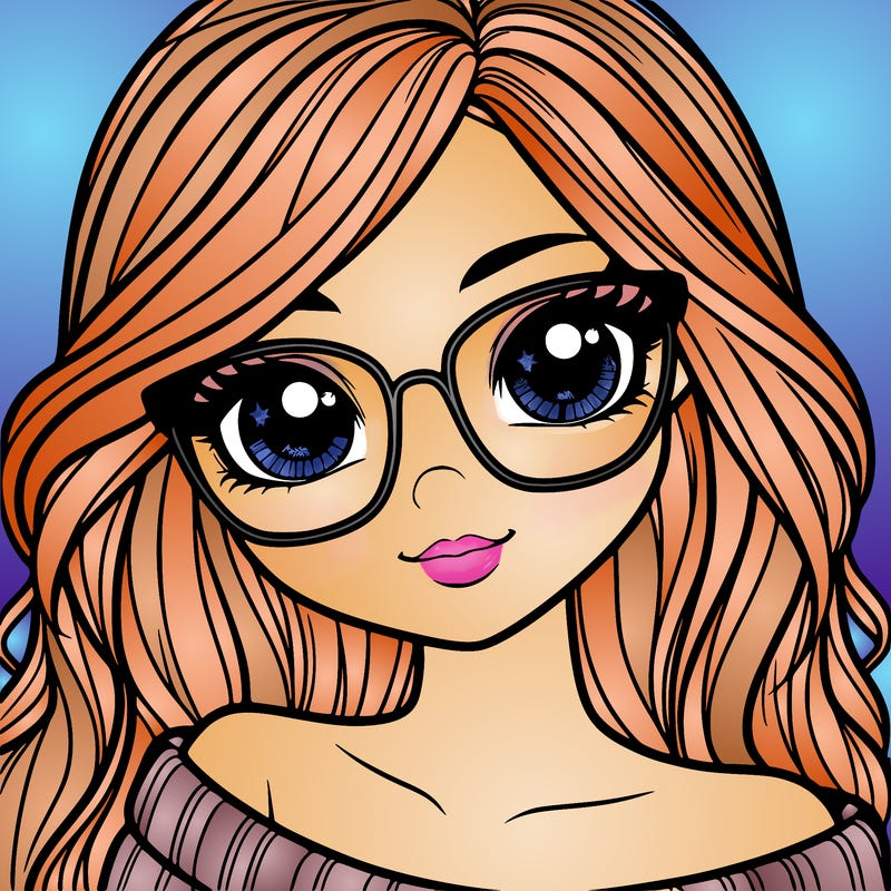 girl with beautiful eyes, hair, and glasses