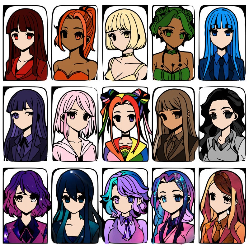 girls that look diffrent anime