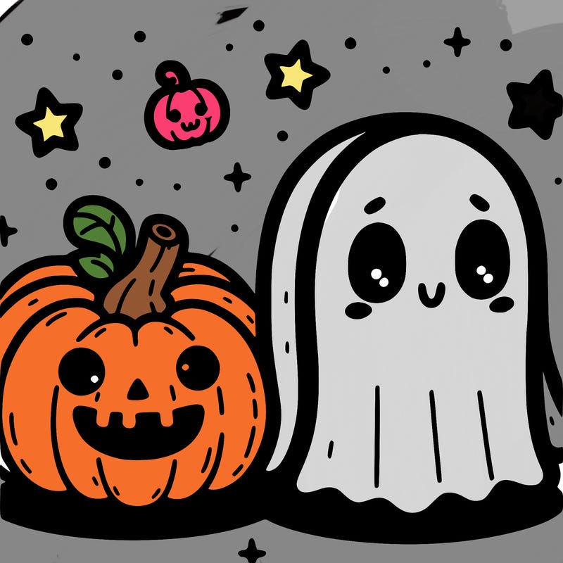 cute pumpkin and ghost