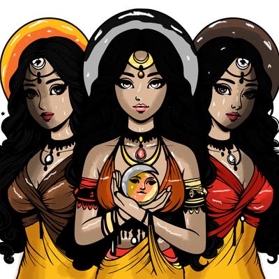 realistic triple moon goddess