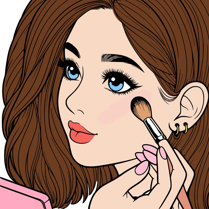 a realistic girl doing her makeup