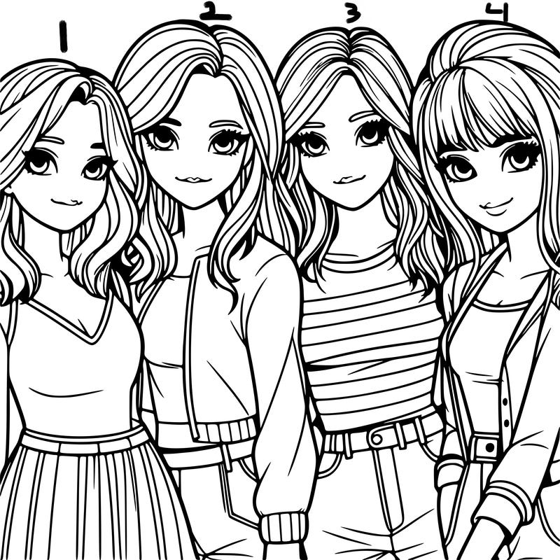 a group of girls realistic