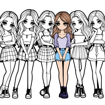 a group of girls realistic