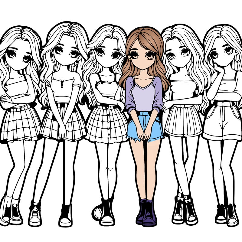 a group of girls realistic