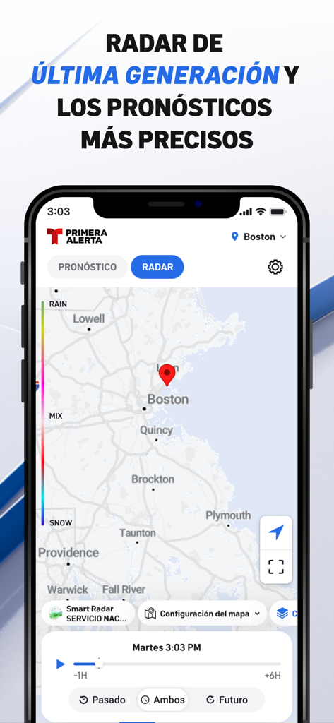 Telemundo Nueva Inglaterra - Écran radar météo de l'application Telemundo Nueva England pour Boston et la Nouvelle-Angleterre