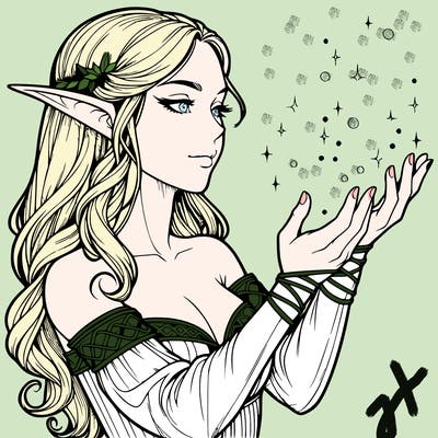 realistic elf girl doing magic