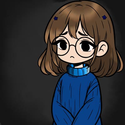 sad girl with glasses in a sweater