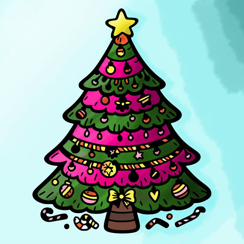 christmas tree with lots of details