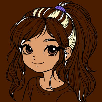 realistic girl with ponytail