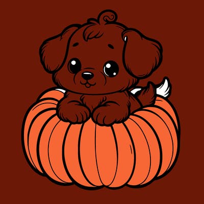 cute little puppy in a pumpkin