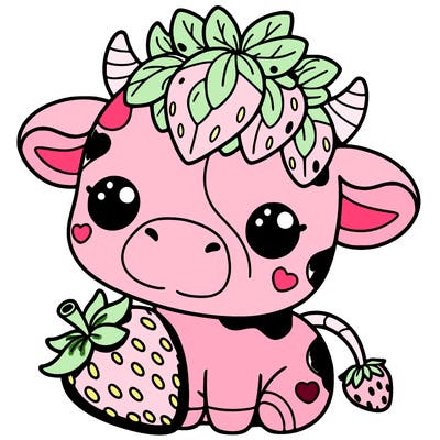 cute strawberry cow