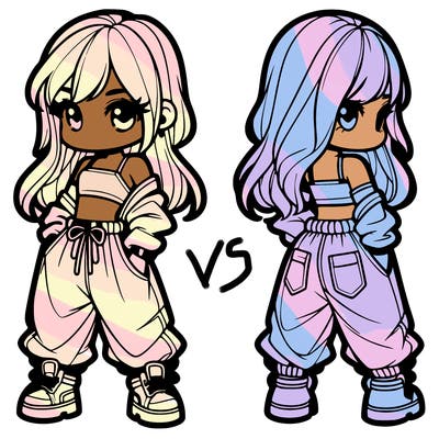 girl in crop top and baggy pants