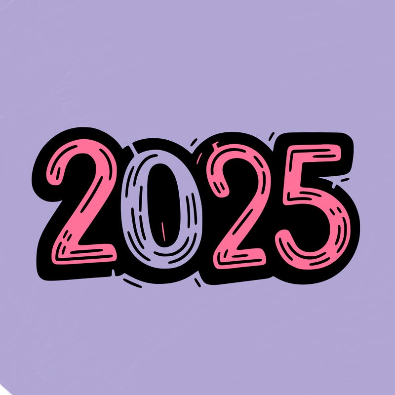 one line scrawled numbers sketch design “2025”