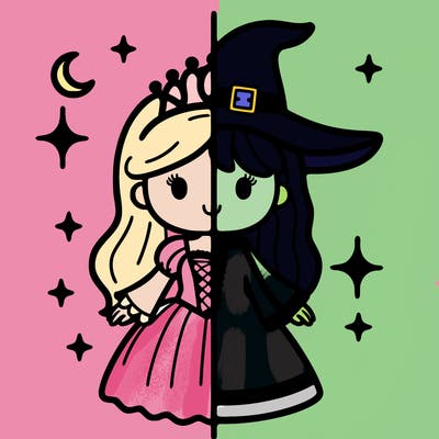 split princess and witch