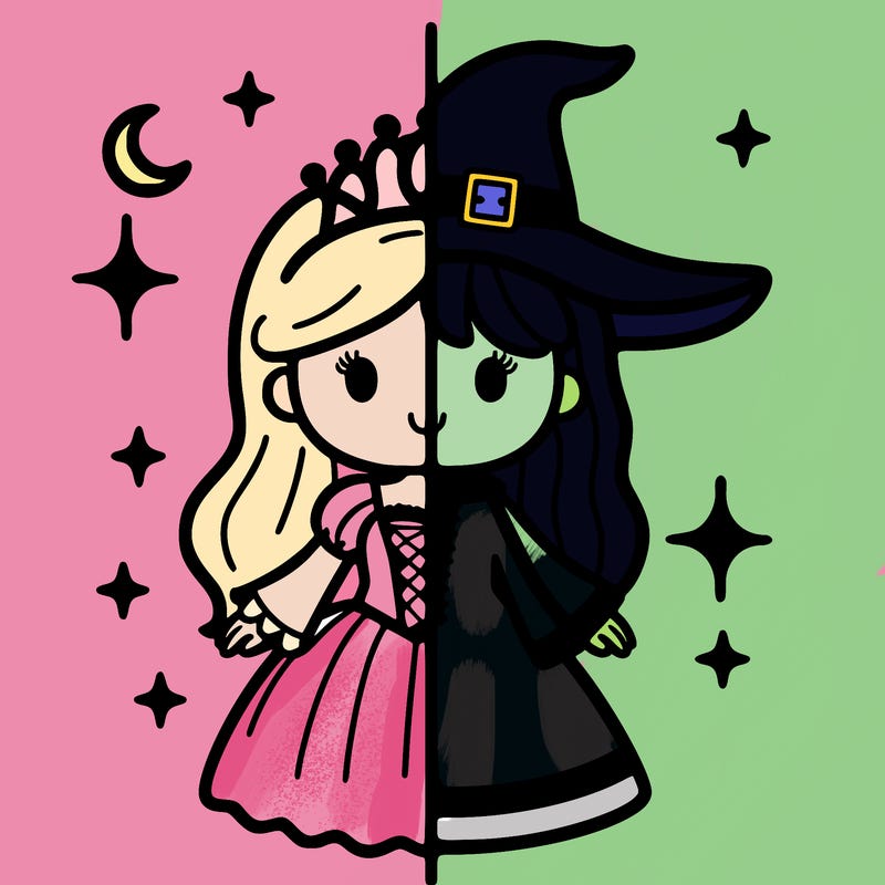 split princess and witch