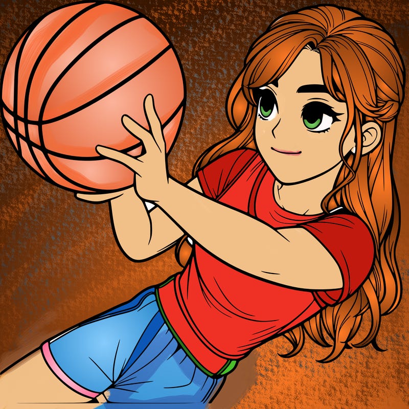 realistic girl playing basketball