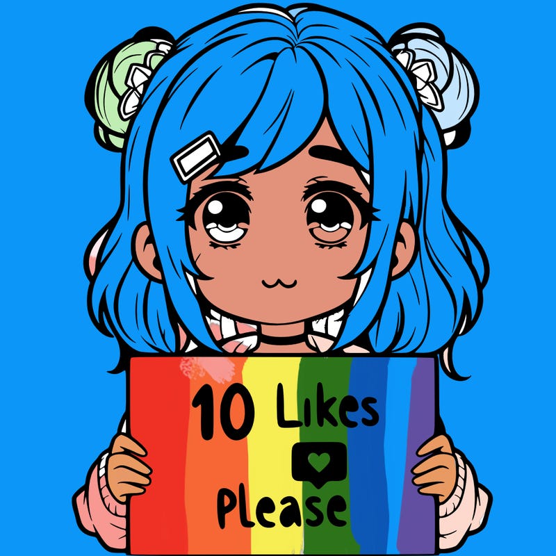 a girl with a sign saying 10 likes please