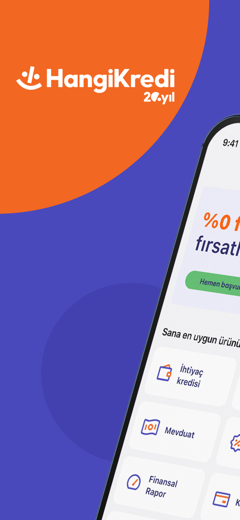 HangiKredi - Finansal Asistan - HangiKredi financial assistant mobile app interface with loan and credit scoring options
