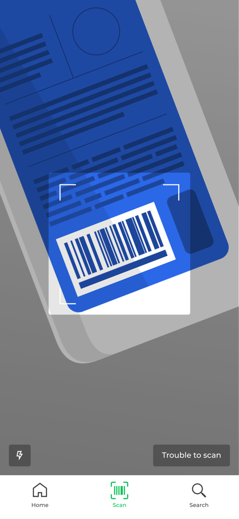 GreenScan - GreenScan app interface showing a barcode being scanned to check product ingredients