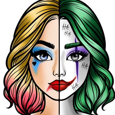 realistic girl split half