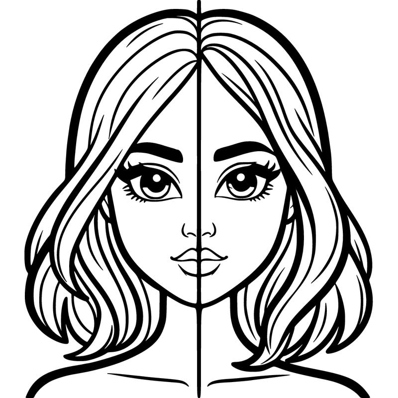 a woman divided in half