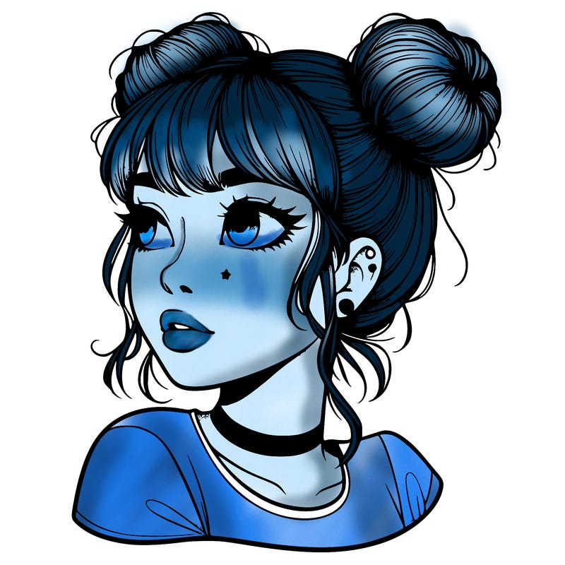 realistic girl with spacebuns