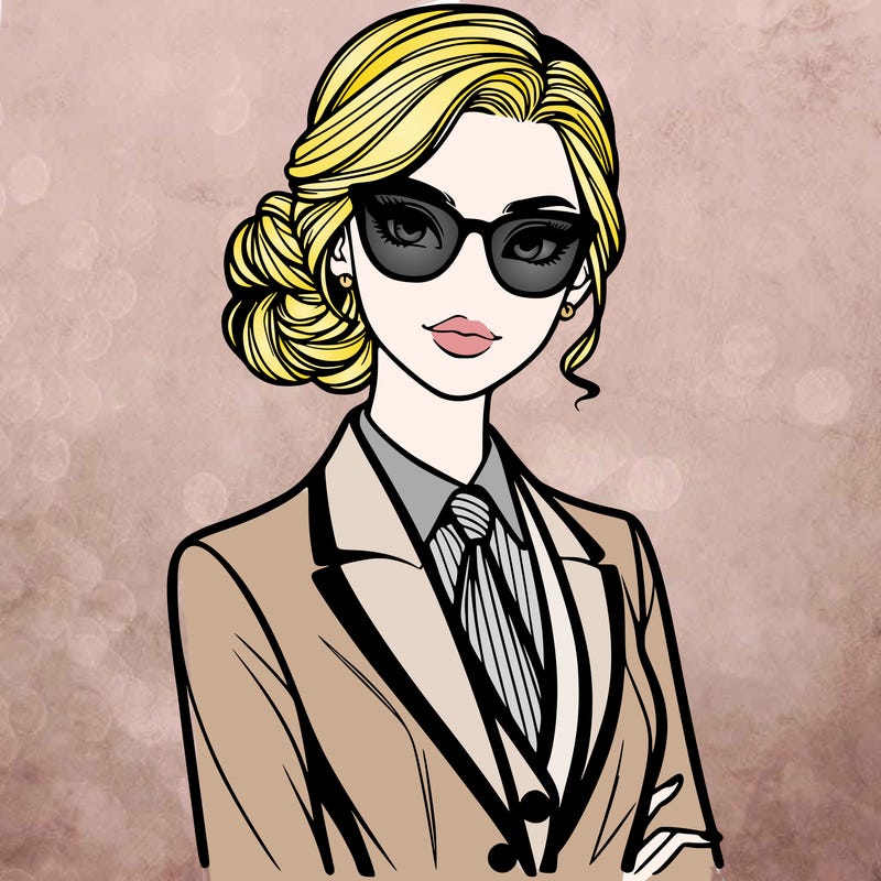 elegant woman in suit and glasses