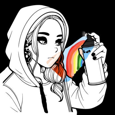 a realistic girl, spray painting