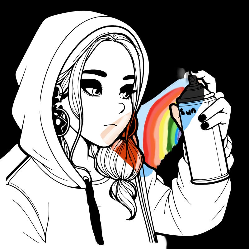 a realistic girl, spray painting