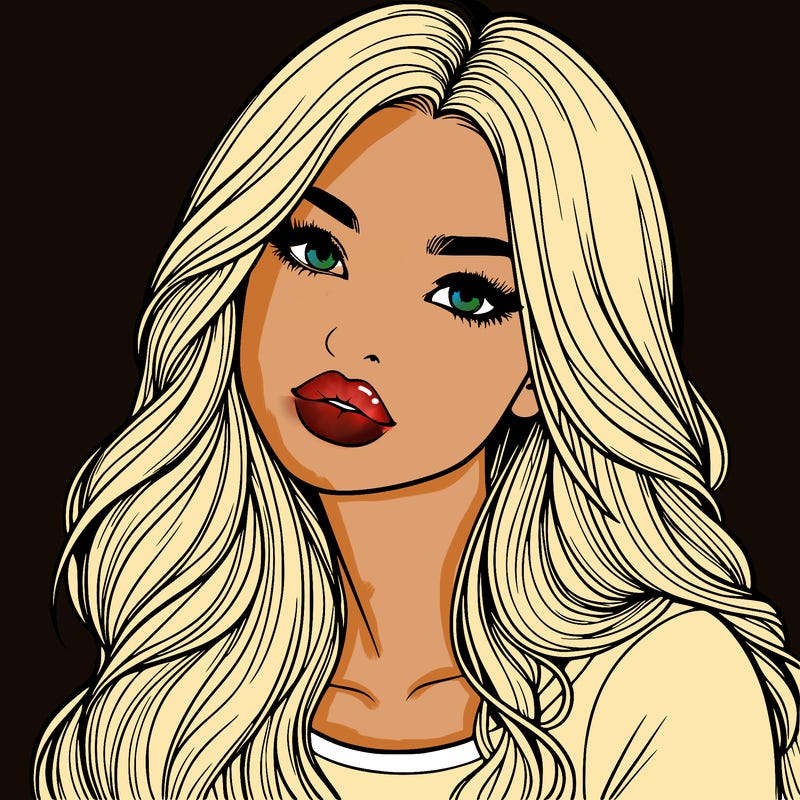 realistic girl with hair on her hair and lips