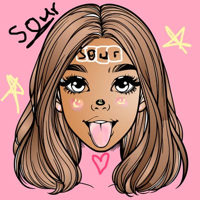 realistic girl with her tongue out