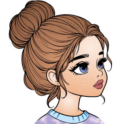 realistic girl with bun