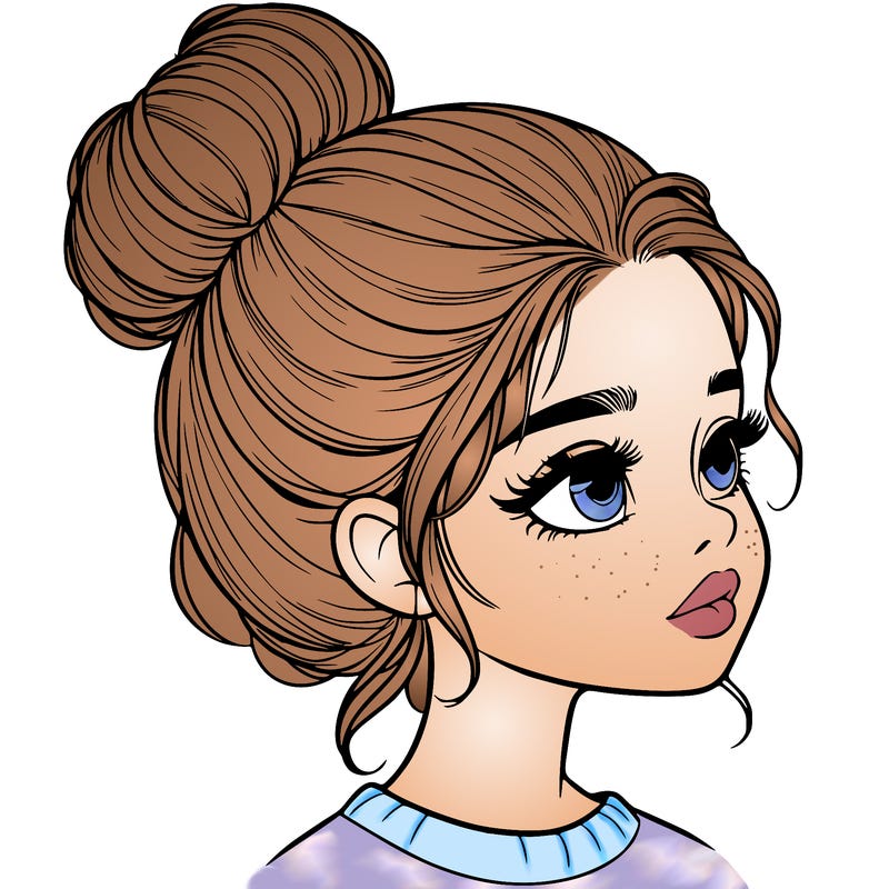 realistic girl with bun
