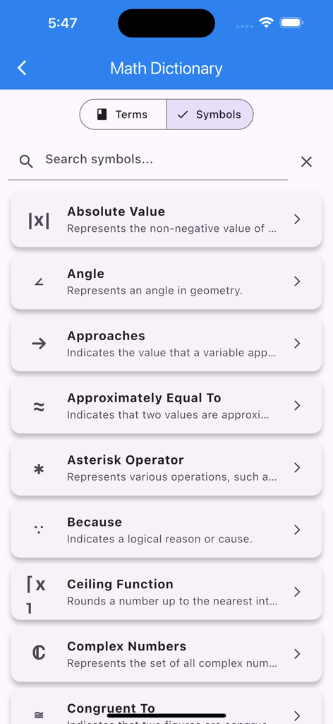 Math Terms and Symbols - Education App | MWM