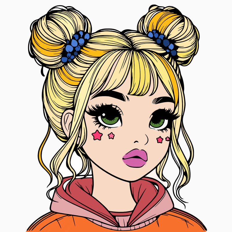 realistic girl with space buns