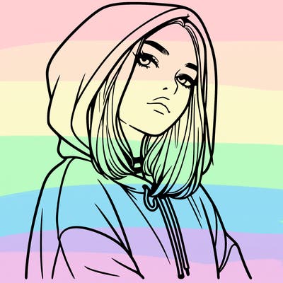 a realistic girl in a hoodie