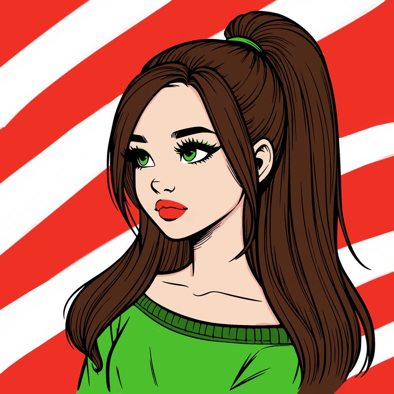 realistic girl with a high ponytail