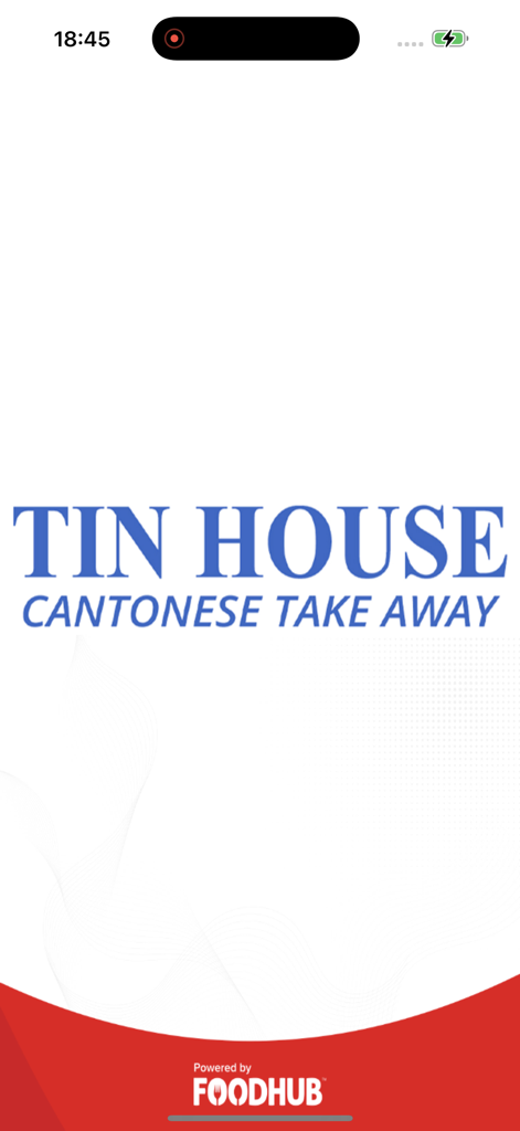 Tin House Cantonese Wellington - Tela inicial do aplicativo Tin House Cantonese Take Away com o logotipo Foodhub
