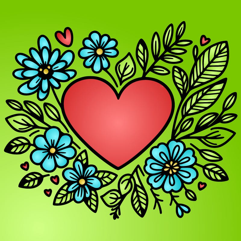 heart with flowers