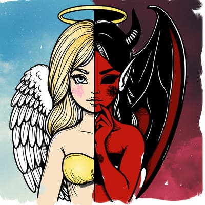 realistic angel half demon