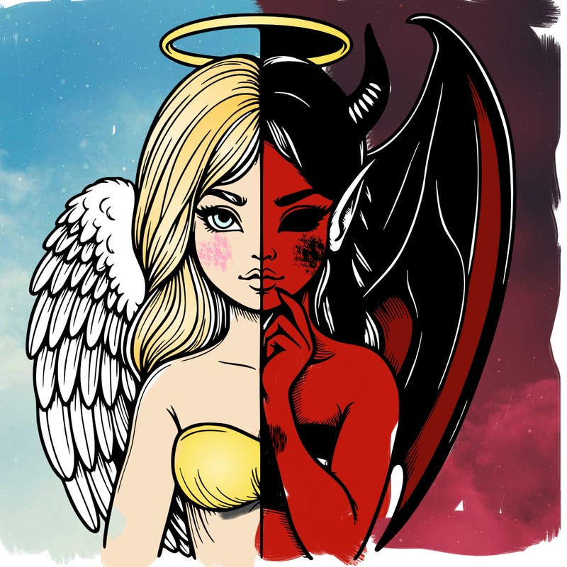 realistic angel half demon