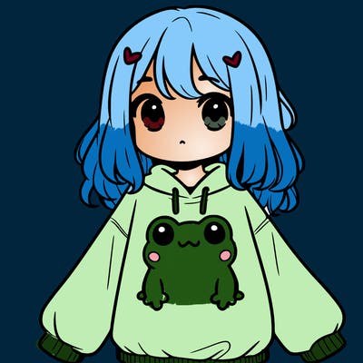 girl wearing frogging sweatshirt