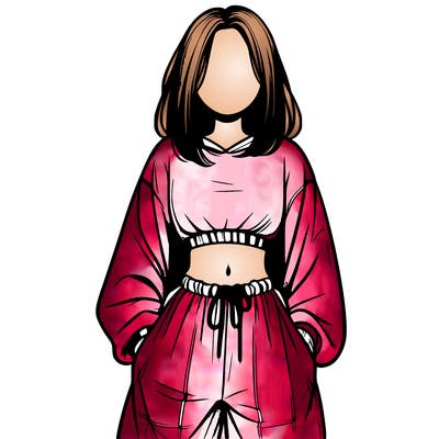 realistic girl faceless with baggy pants and a crop top