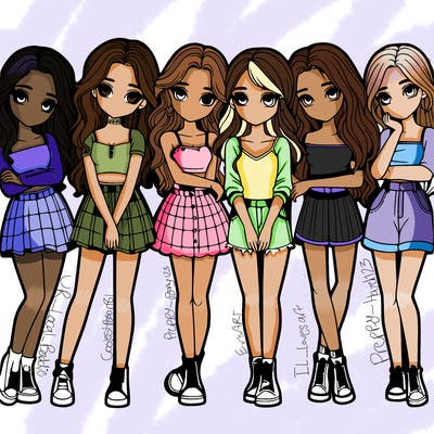 a group of girls realistic