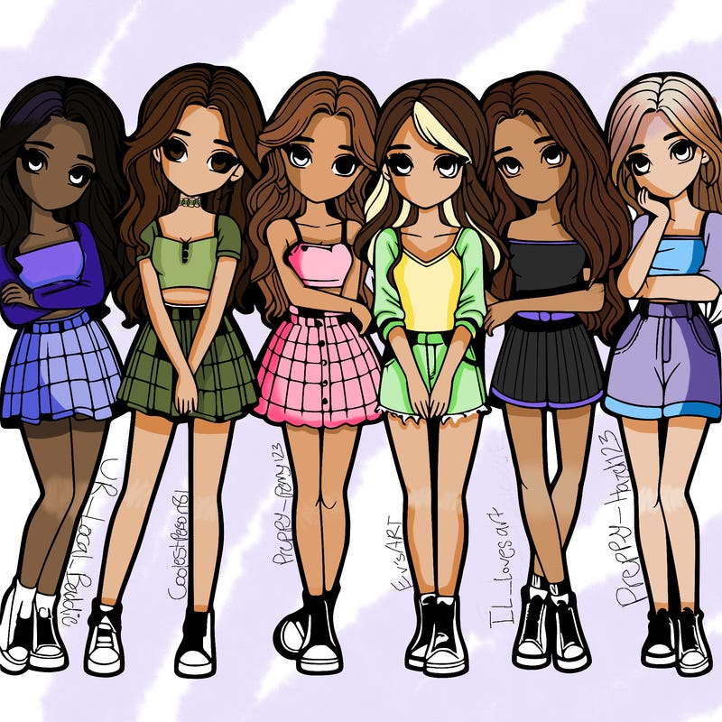 a group of girls realistic