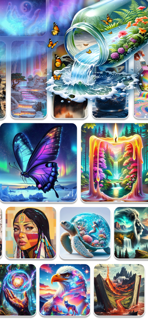 Mini World: Color by Number - Eine Sammlung farbenfroher und detailreicher digitaler Malvorlagen mit fantastischen Tieren, Landschaften und mythischen Szenen aus der Mini World App