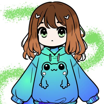 girl wearing frogging sweatshirt