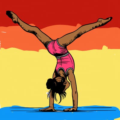 realistic gymnastic hand stand girl in four splits